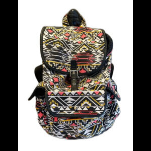 Aztec Backpack Tribal Print Canvas Cotton Multiple Pockets Adjustable Straps